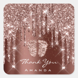 Thank You Name Baby Shower Confetti  Feet Brown Square Sticker