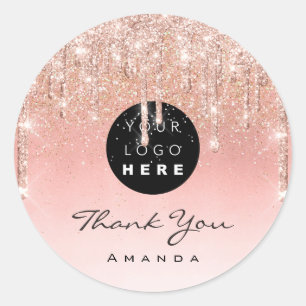 Thank You Name Makeup Artist Rose Glitter Logo Classic Round Sticker