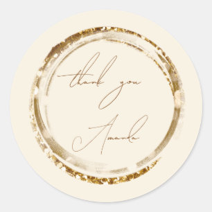 Thank You Name Seal Gold Caligraphy Brown Pastel