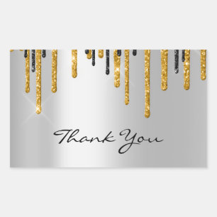 Thank You Name Wedding Silver Grey Gold Drips Sticker