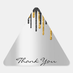 Thank You Name Wedding Silver Grey Gold Drips Triangle Sticker