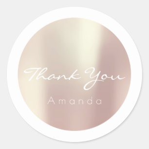 Thank You Name White Rose Gold Holidays White Classic Round Sticker