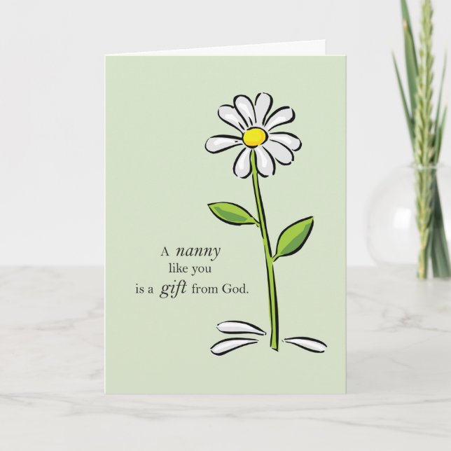 Thank You Nanny, Religious Green Daisy Flower (Front)