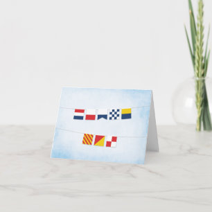 THANK YOU Nautical Flags on Cloud Blue Card