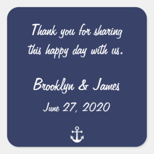 Thank You Navy Blue Nautical Wedding Stickers