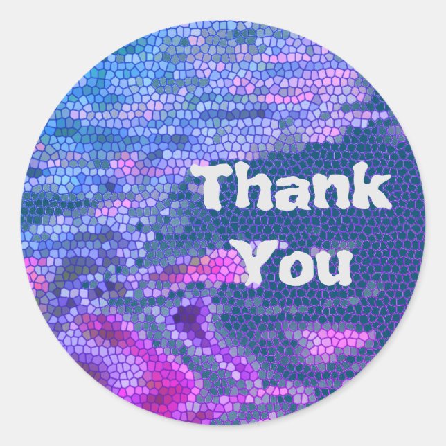 Thank You Navy Mosaic Tile Pattern Appreciation Classic Round Sticker (Front)