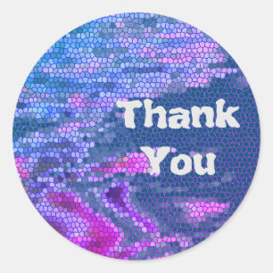 Thank You Navy Mosaic Tile Pattern Appreciation Classic Round Sticker