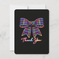 Thank you Neon Tartan Bow Scottish Bright Pattern