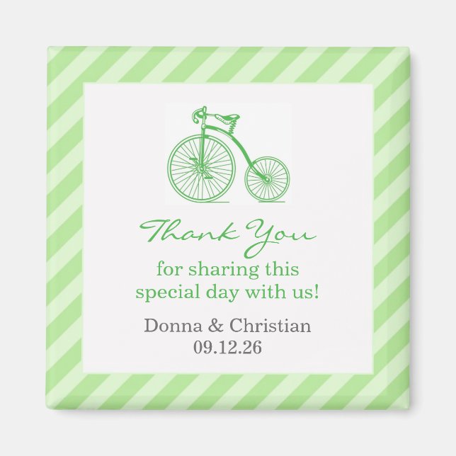 Thank You Neutral Green Baby Shower Favour Magnet (Front)