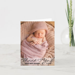 Thank You New Baby Modern Photo Heart Note Card