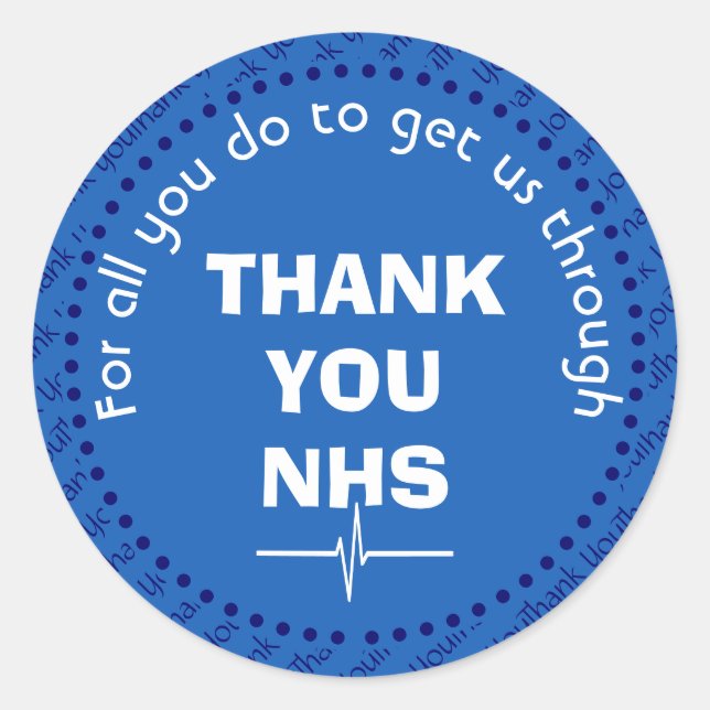 THANK YOU NHS Customizable Supporter Classic Round Sticker (Front)
