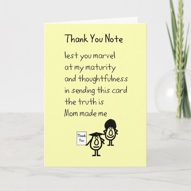 Thank You Note - a graduation gift thank you poem (Front)