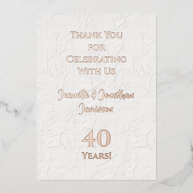 Thank You Note Any Wedding Anniversary Rose Gold (Front)
