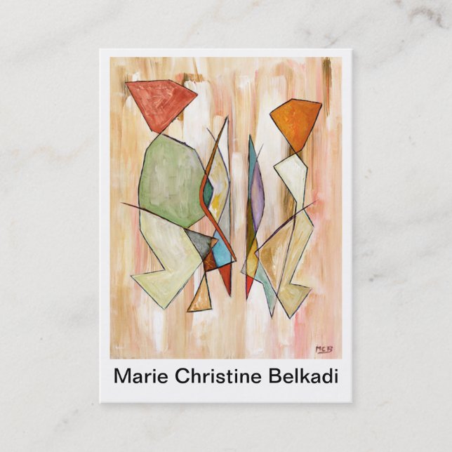 Thank You Note Artistic Colourful Abstract Couple Business Card (Front)
