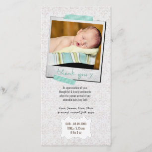 Thank You Note Baby Boy Blue Washi Tape Card