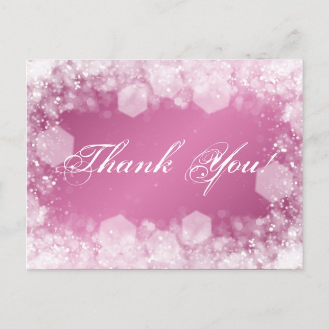 Thank You Note Baby Shower Night Sparkle Pink Postcard (Front)
