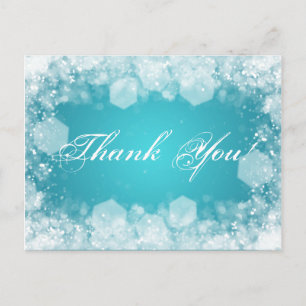 Thank You Note Baby Shower Night Sparkle Turquoise Postcard