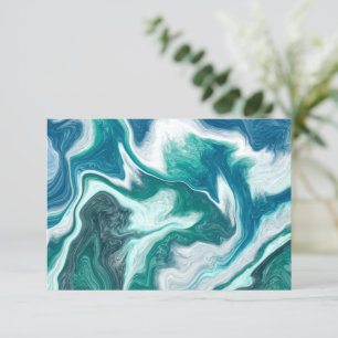 Thank You Note Blue Marble Fluid Art Card