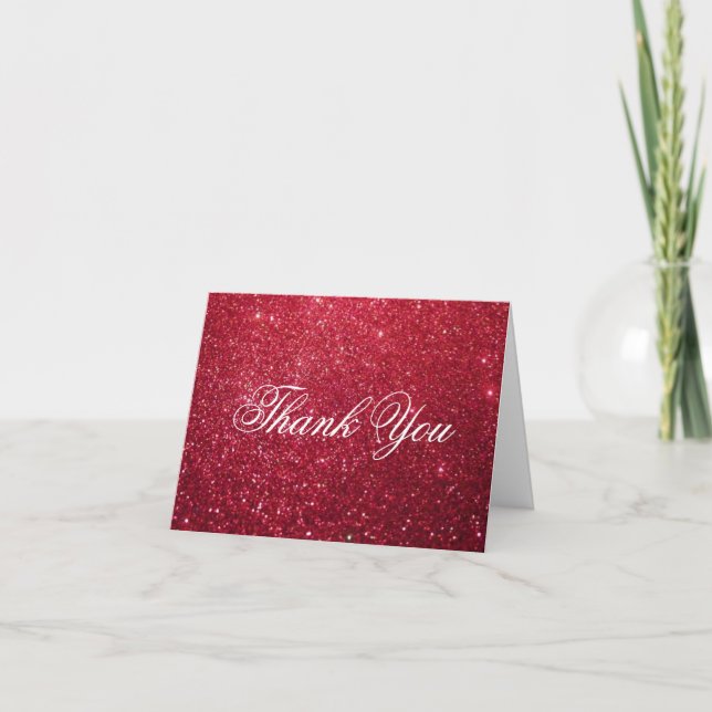 Thank You Note Card - Cherry Glitter Fab (Front)