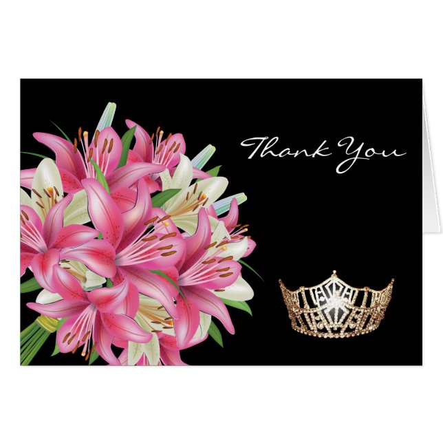 Thank You Note Card-Crown & Lillies (Front Horizontal)