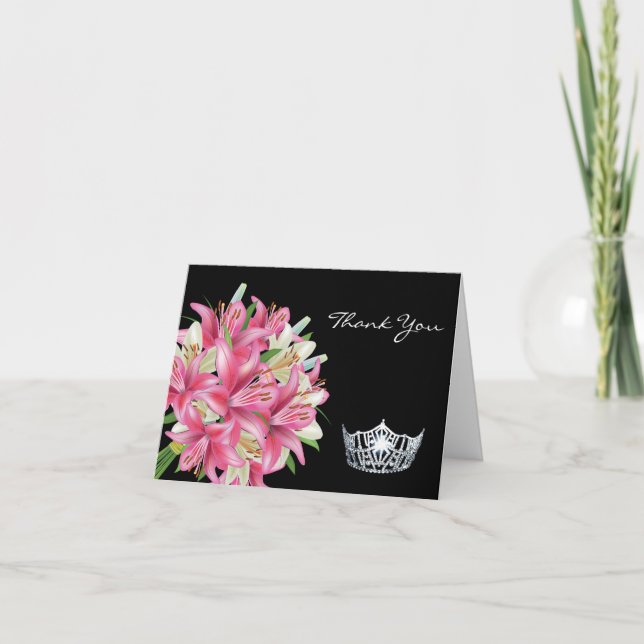 Thank You Note Card-Crown & Lillies (Front)