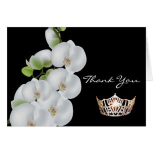 Thank You Note Card-Crown & Orchids