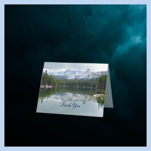 Thank You Note Card, Mountains, Lake, Blank Inside Card