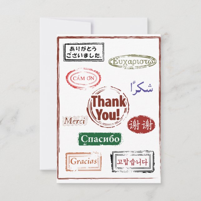 Thank You Note Card - Thank You in Many Languages (Front)