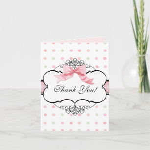 Thank You Note Cards - French Bow Dot Swirl vs2