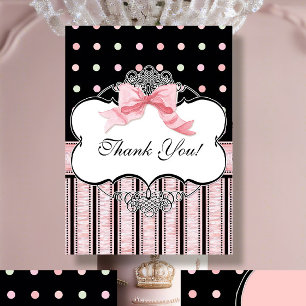 Thank You Note Cards - French Bow Dot Swirl vs2