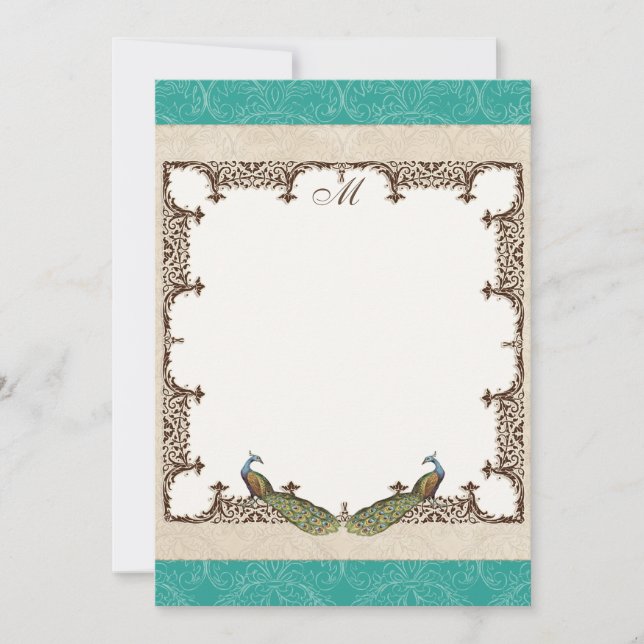 Thank You Note Cards - Vintage Peacock & Etchings (Front)