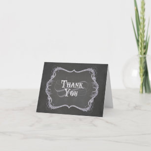 Thank You Note - Chalkboard Typographic Leaf Swirl