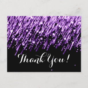 Thank You Note Falling Stars Purple Postcard