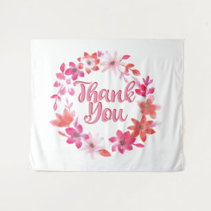 Thank You Note - Floral Handwritten Many Thanks Tapestry