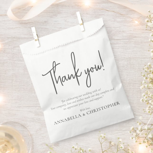 Thank you Note for Wedding Minimalist Style Favour Bag (Clipped)