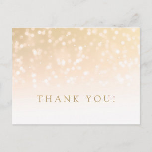 Thank You Note Gold Bokeh Sparkle Lights Postcard