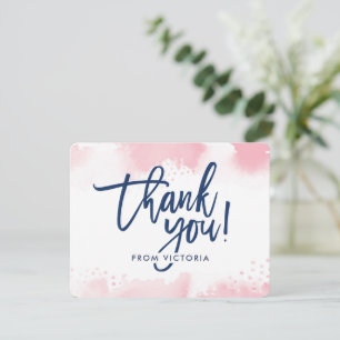 THANK YOU NOTE hand lettered pale pink watercolor Invitation