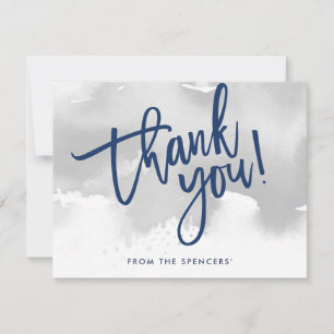 THANK YOU NOTE handlettered silver grey watercolor Invitation