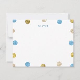Thank You Note, Light Blue and Gold Glitter Note Card