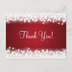 Thank You Note Magic Sparkle Red Postcard