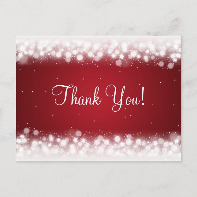 Thank You Note Magic Sparkle Red Postcard (Front)