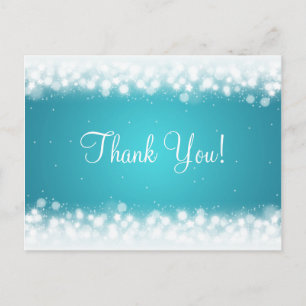 Thank You Note Magic Sparkle Turquoise Postcard