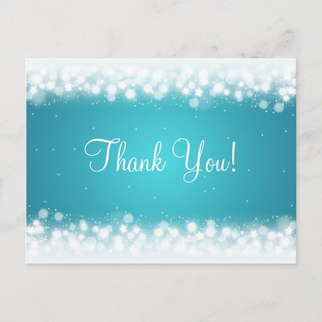 Thank You Note Magic Sparkle Turquoise Postcard (Front)