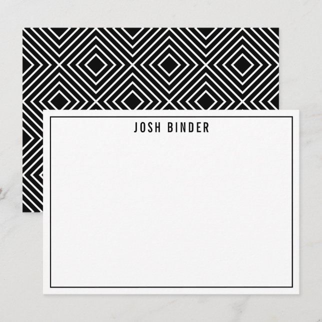 THANK YOU NOTE modern minimal name black white (Front/Back)