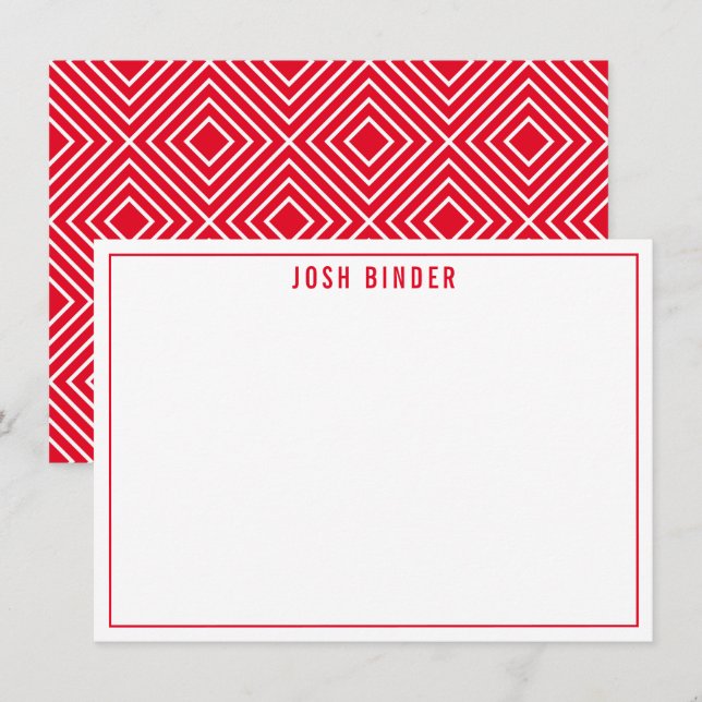 THANK YOU NOTE modern minimal name festive red Card (Front/Back)