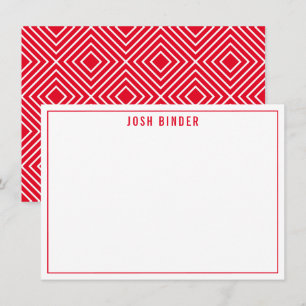 THANK YOU NOTE modern minimal name festive red Card