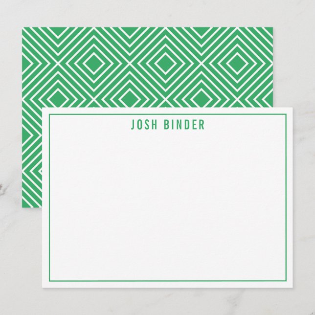 THANK YOU NOTE modern minimal name green Card (Front/Back)