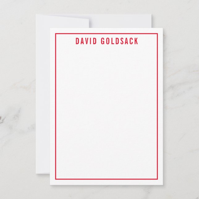THANK YOU NOTE modern simple name bright red Card (Front)