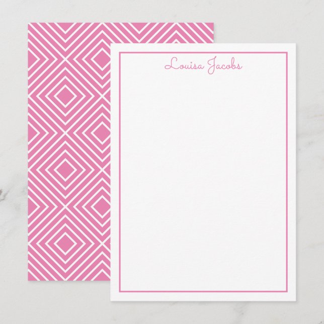 THANK YOU NOTE modern simple name candy pink (Front/Back)
