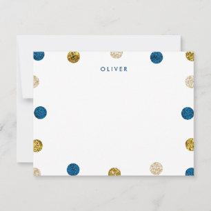 Thank You Note, Navy Blue and Gold Glitter Card